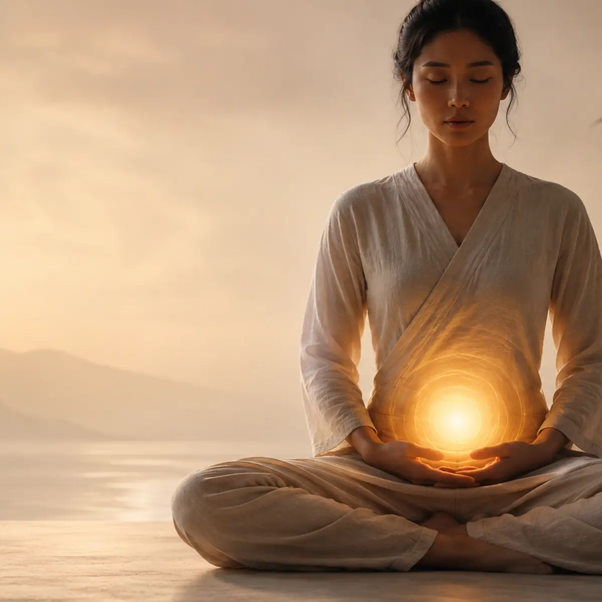 Immagine editoriale ispirata all’Hara come centro vitale nello Shiatsu